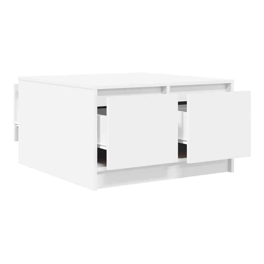Coffee Table with Drawers 70,5x70x40 cm White 70.5 cm 70 cm