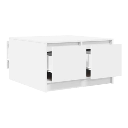 Coffee Table with Drawers 70,5x70x40 cm White 70.5 cm 70 cm