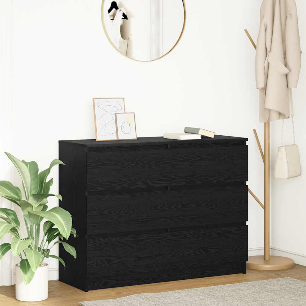Sideboard 100x35x76 cm Engineered Wood Black oak