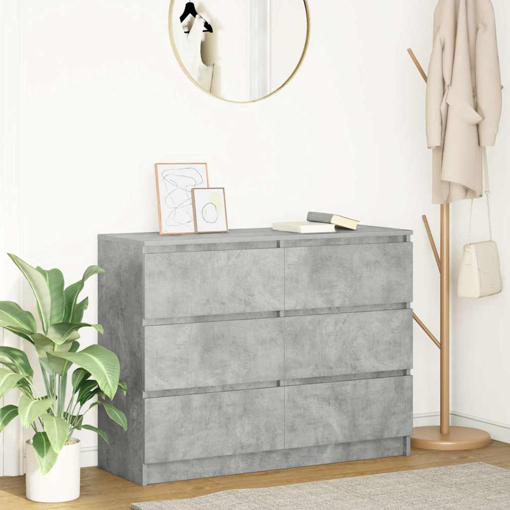 Sideboard 100x35x76 cm Engineered Wood Concrete grey