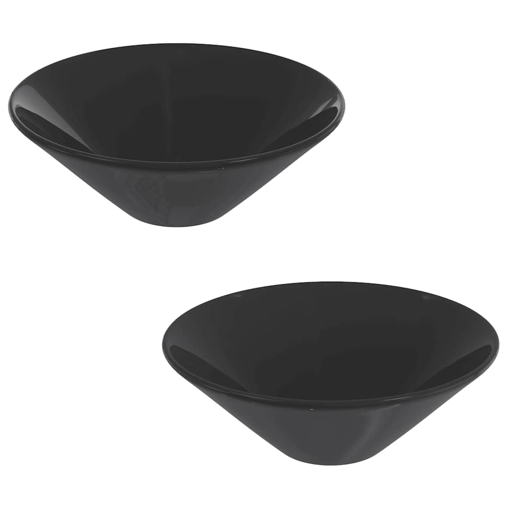 vidaXL Wash Basins 2 pcs Gloss Black Ø42x14 cm Ceramic 2