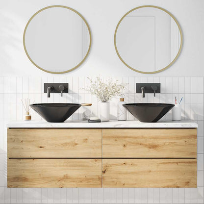 vidaXL Wash Basins 2 pcs Gloss Black Ø42x14 cm Ceramic 3