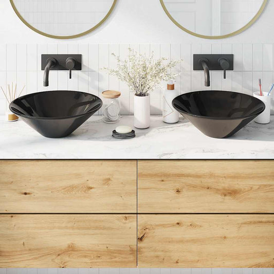 Wash Basins 2 pcs 42x42x14 cm Ceramic Black