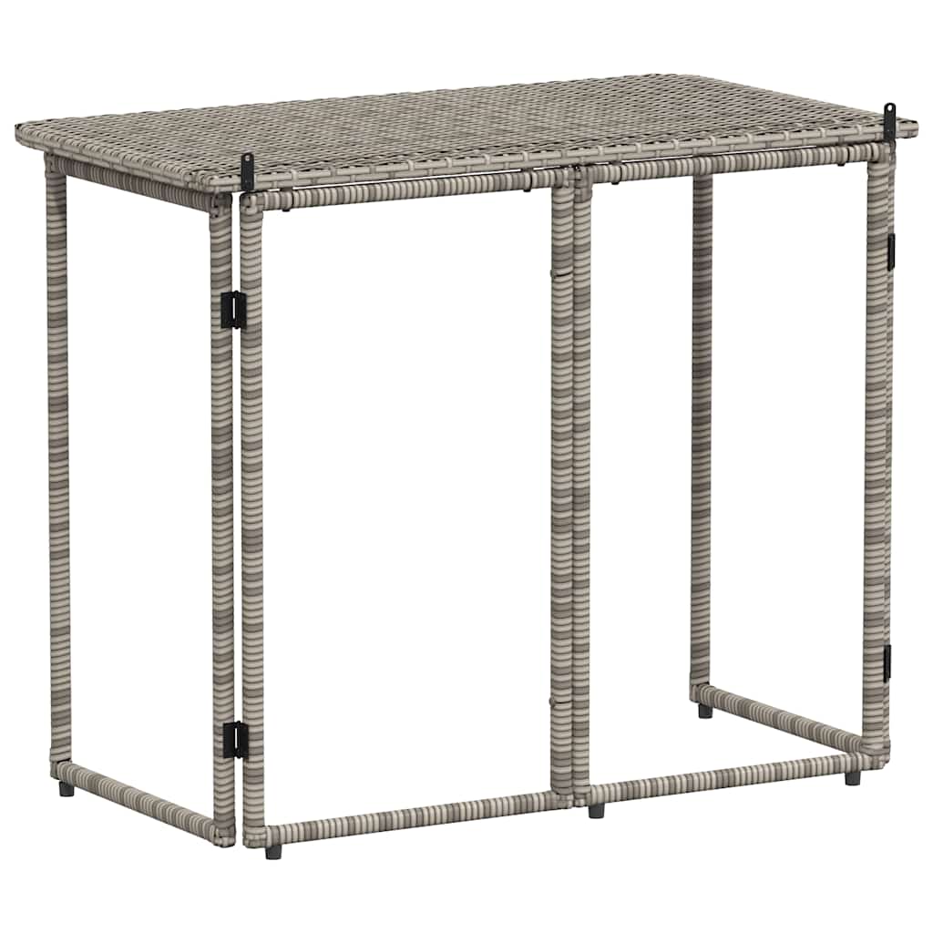 vidaXL Folding Garden Table Grey 90x51x75 cm Poly Rattan 6