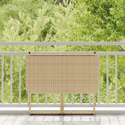 Folding Garden Table 90x51x75 cm Poly Rattan Beige