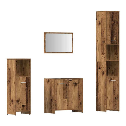 4 Piece Bathroom Furniture Set Engineered Wood Old wood