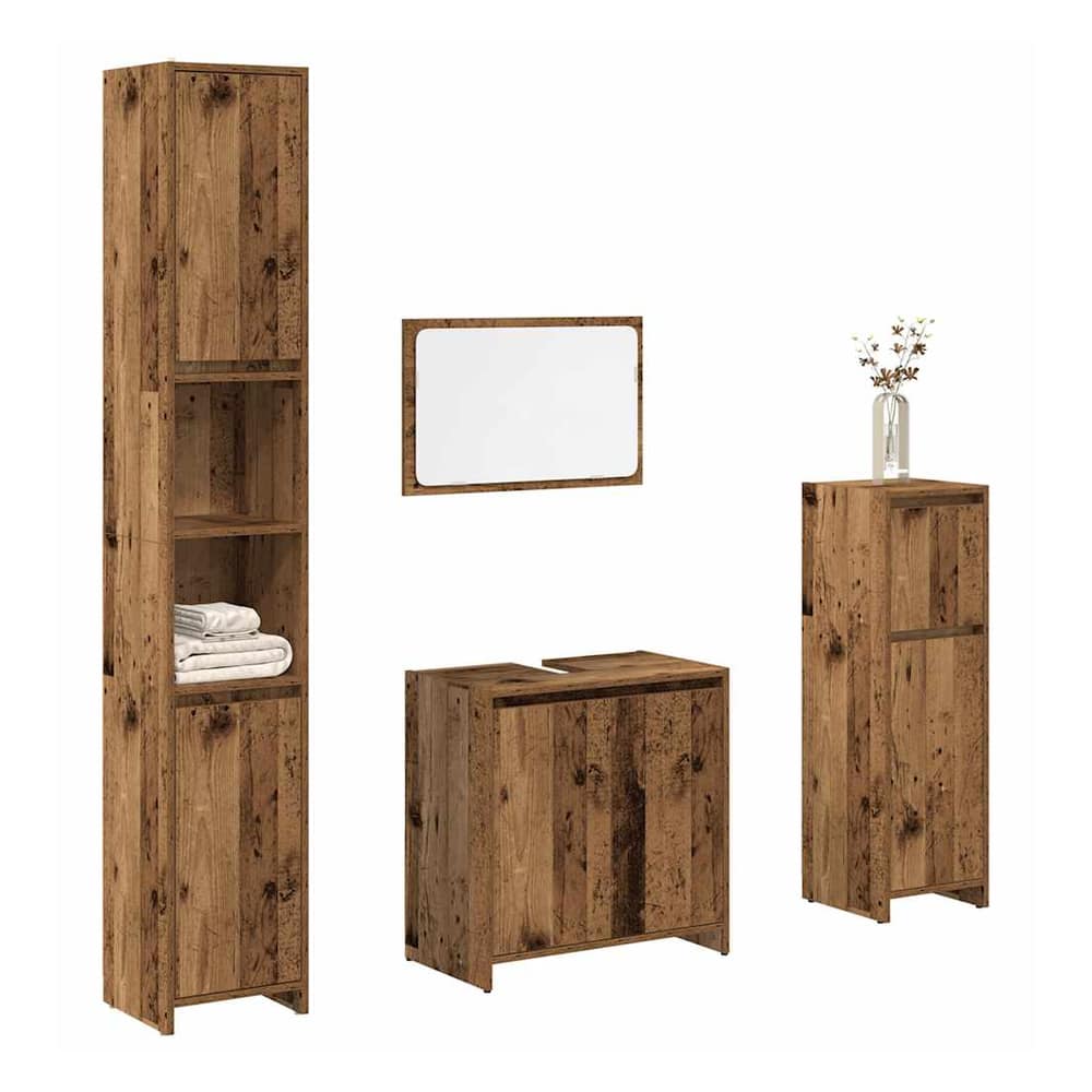4 Piece Bathroom Furniture Set Engineered Wood Old wood