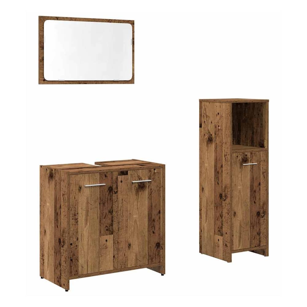 3 Piece Bathroom Furniture Set Engineered Wood Old wood