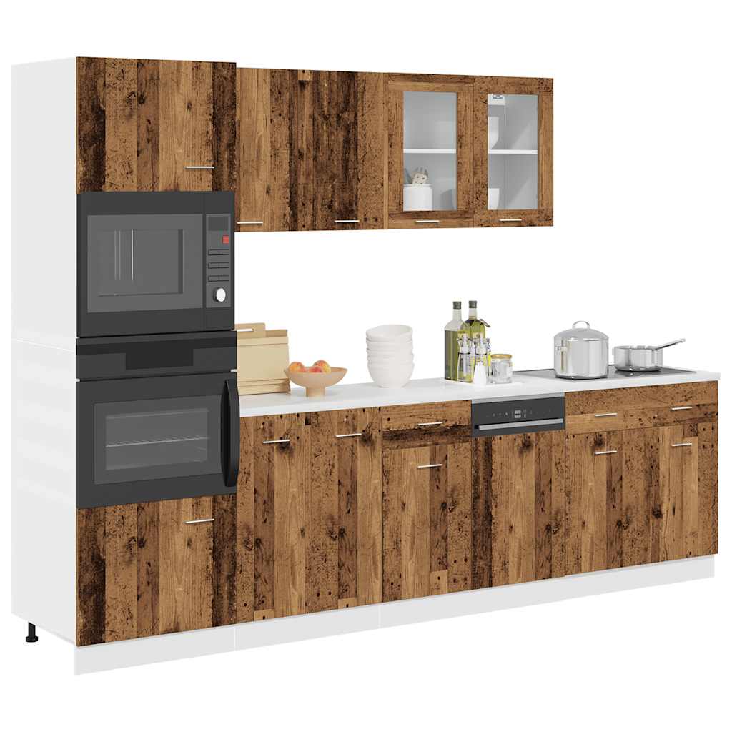 7 Piece Kitchen Cabinet Set Engineered Wood Old wood