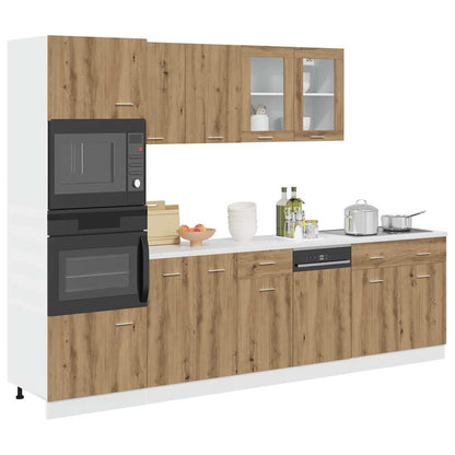 7 Piece Kitchen Cabinet Set Engineered Wood Artisan oak