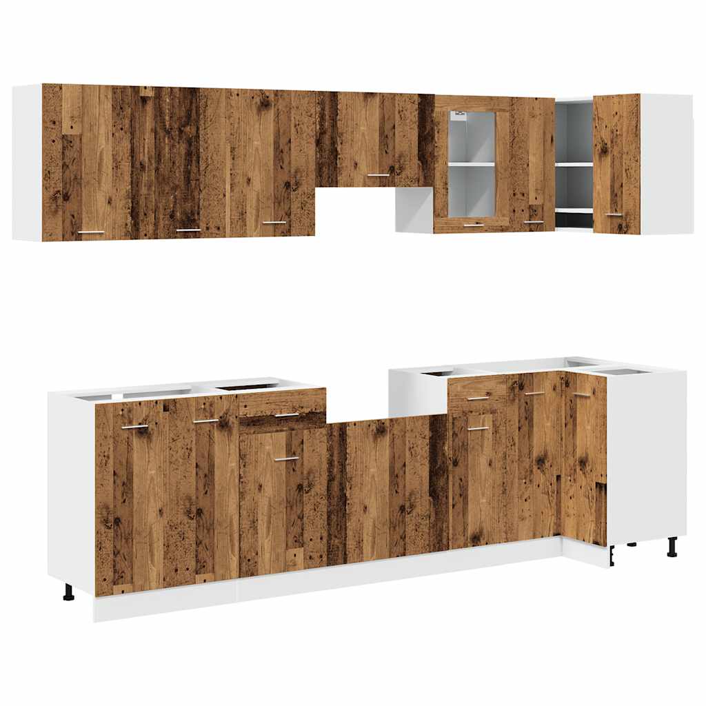 11 Piece Kitchen Cabinet Set Lyon" Engineered Wood Old wood