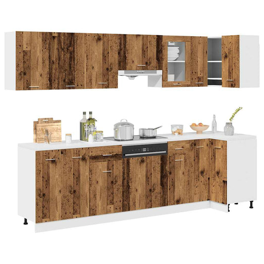 11 Piece Kitchen Cabinet Set Lyon" Engineered Wood Old wood