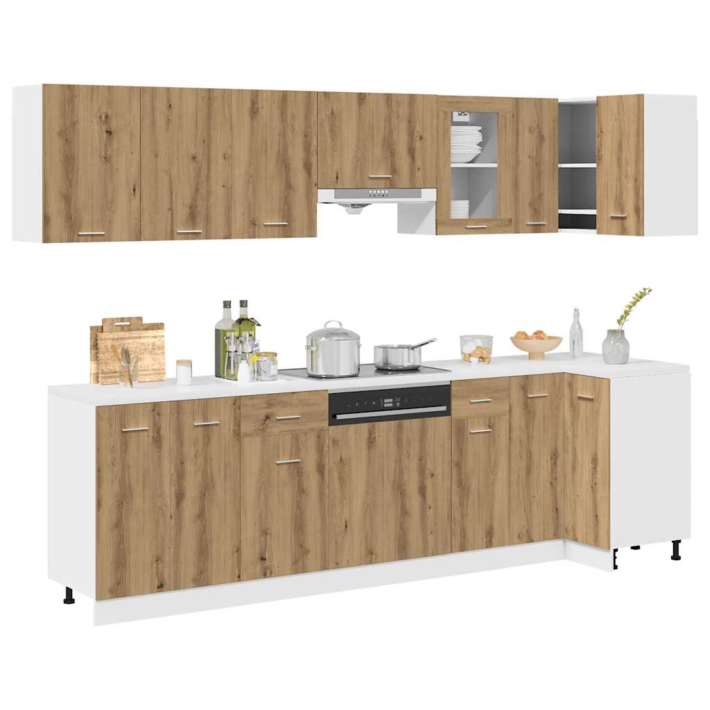 11 Piece Kitchen Cabinet Set Lyon" Engineered Wood Artisan oak