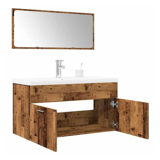 Bathroom Furniture Set Engineered Wood 90 x 38.5 x 46 cm Old wood