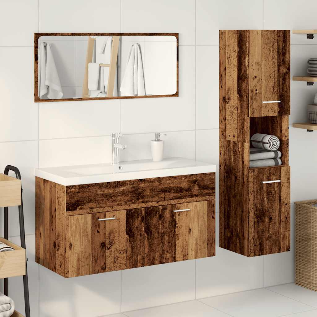 Bathroom Furniture Set Engineered Wood 90 x 38.5 x 46 cm Old wood