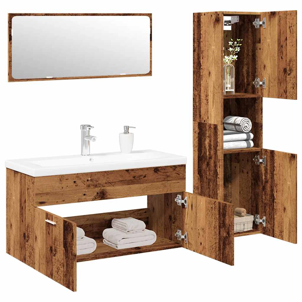 Bathroom Furniture Set Engineered Wood 90 x 38.5 x 46 cm Old wood