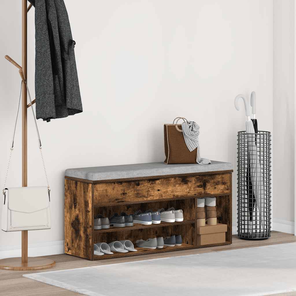 Shoe Bench 102x30,5x45 cm Engineered Wood Smoked oak