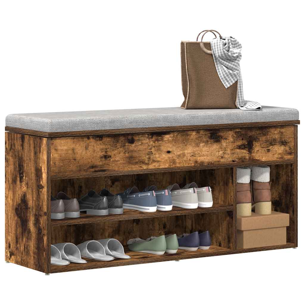Shoe Bench 102x30,5x45 cm Engineered Wood Smoked oak