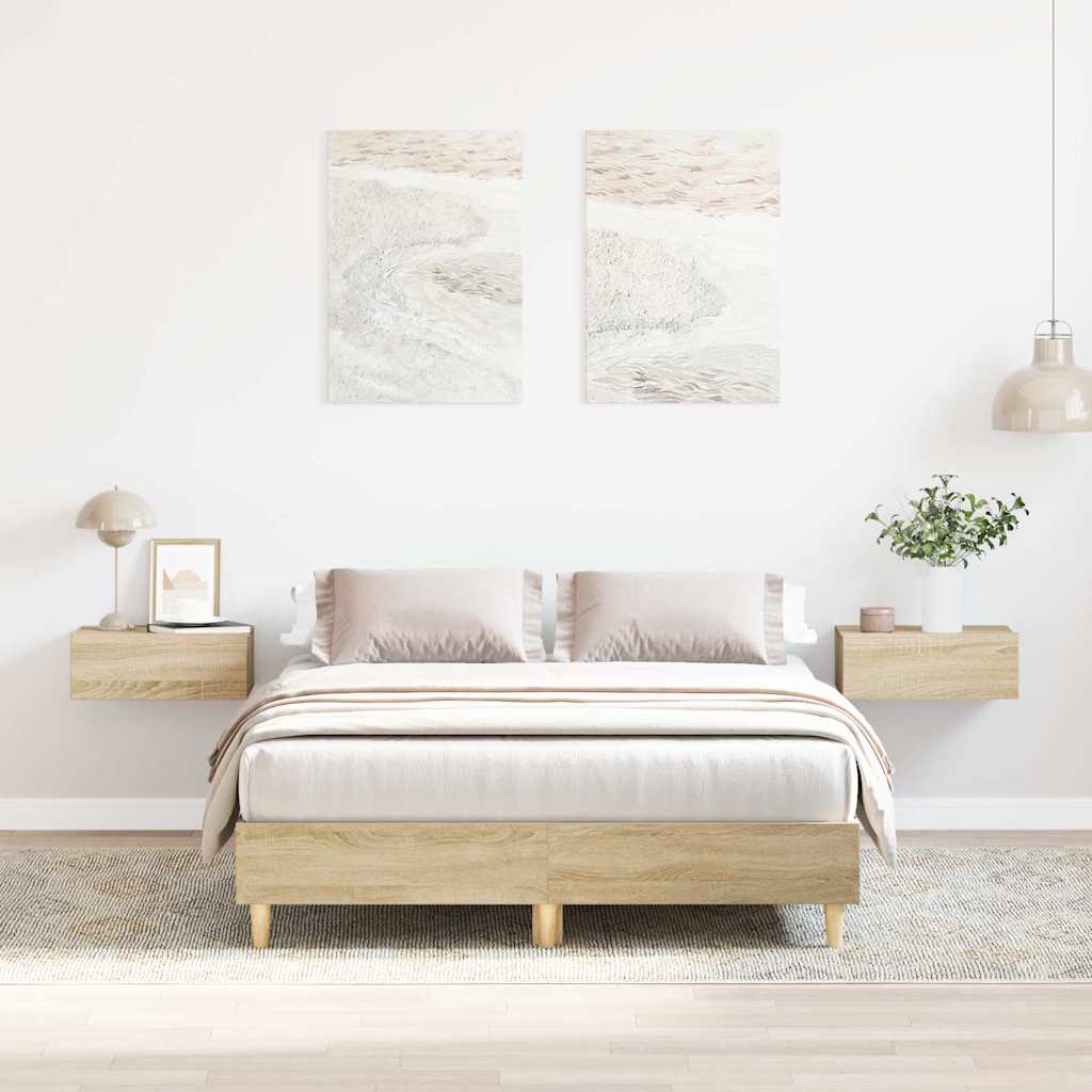 vidaXL Bed Frame No Mattress Engineered Wood Sonoma Oak