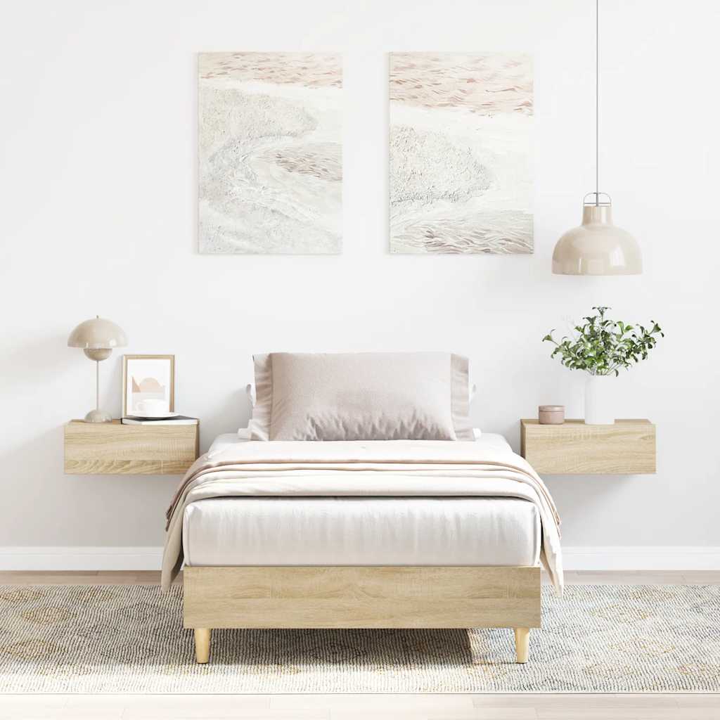 Bed Frame No Mattress Engineered Wood Sonoma oak 100 x 200 cm