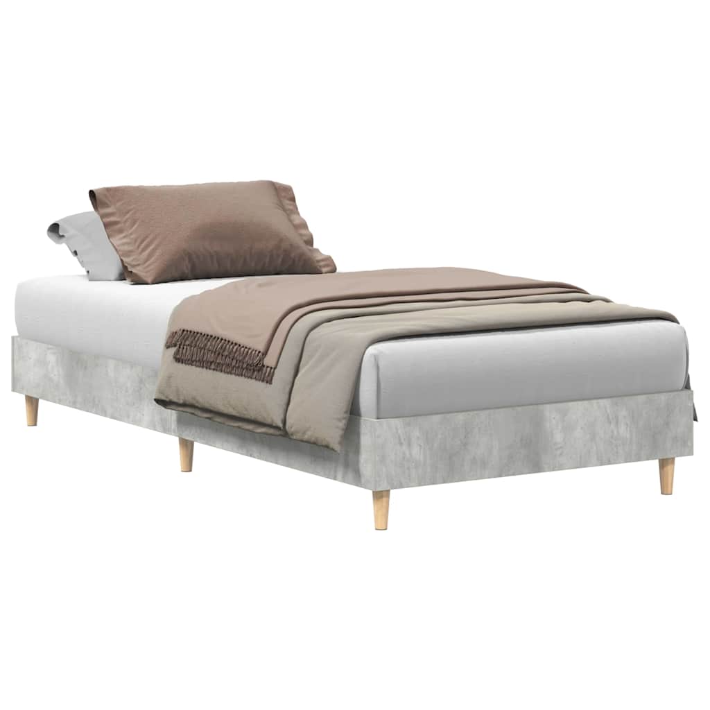 vidaXL Bed Frame No Mattress Concrete Grey 100x200 cm Engineered Wood 2