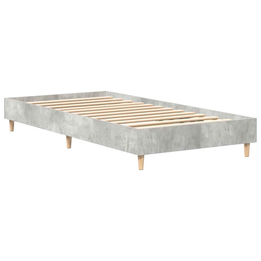 vidaXL Bed Frame No Mattress Concrete Grey 100x200 cm Engineered Wood 4