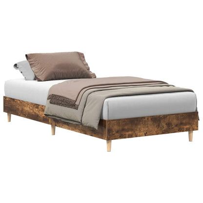 vidaXL Bed Frame No Mattress Smoked Oak 100x200 cm Engineered Wood 2