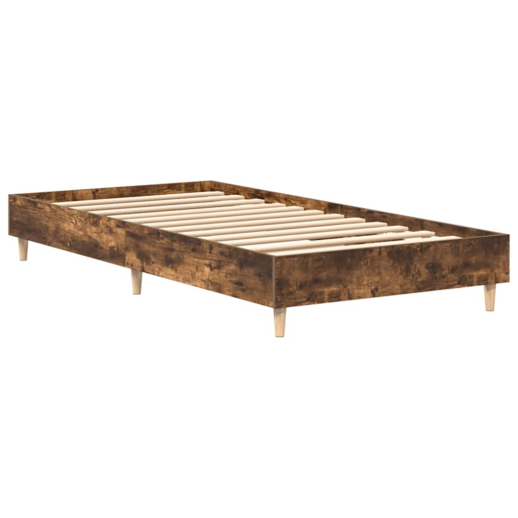 vidaXL Bed Frame No Mattress Smoked Oak 100x200 cm Engineered Wood 4