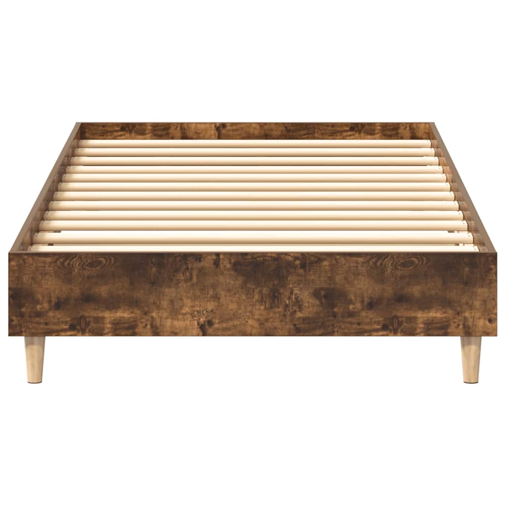 vidaXL Bed Frame No Mattress Smoked Oak 100x200 cm Engineered Wood 5
