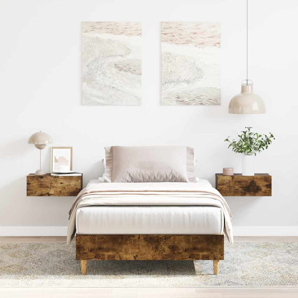 vidaXL Bed Frame No Mattress Smoked Oak 100x200 cm Engineered Wood 1