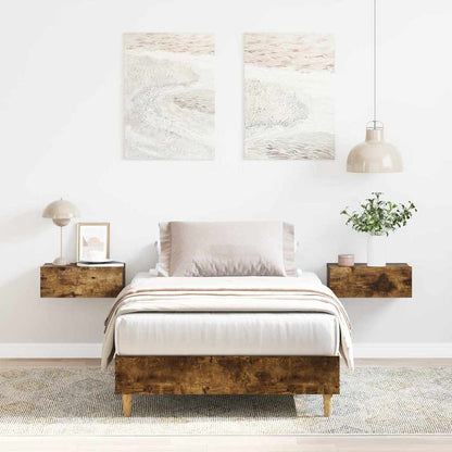 vidaXL Bed Frame No Mattress Smoked Oak 100x200 cm Engineered Wood 1