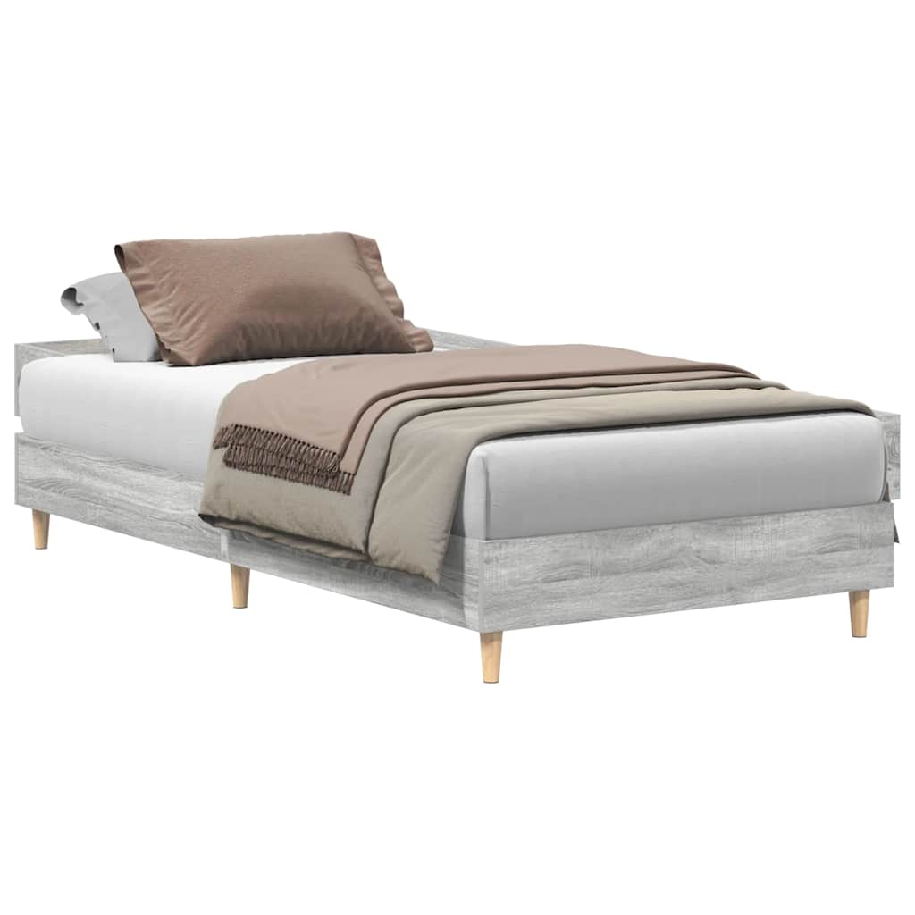 vidaXL Bed Frame No Mattress Grey Sonoma 100x200 cm Engineered Wood 2