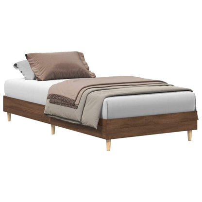 Bed Frame No Mattress Engineered Wood Brown oak 100 x 200 cm