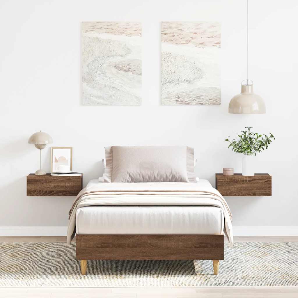 Bed Frame No Mattress Engineered Wood Brown oak 100 x 200 cm