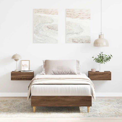 Bed Frame No Mattress Engineered Wood Brown oak 100 x 200 cm