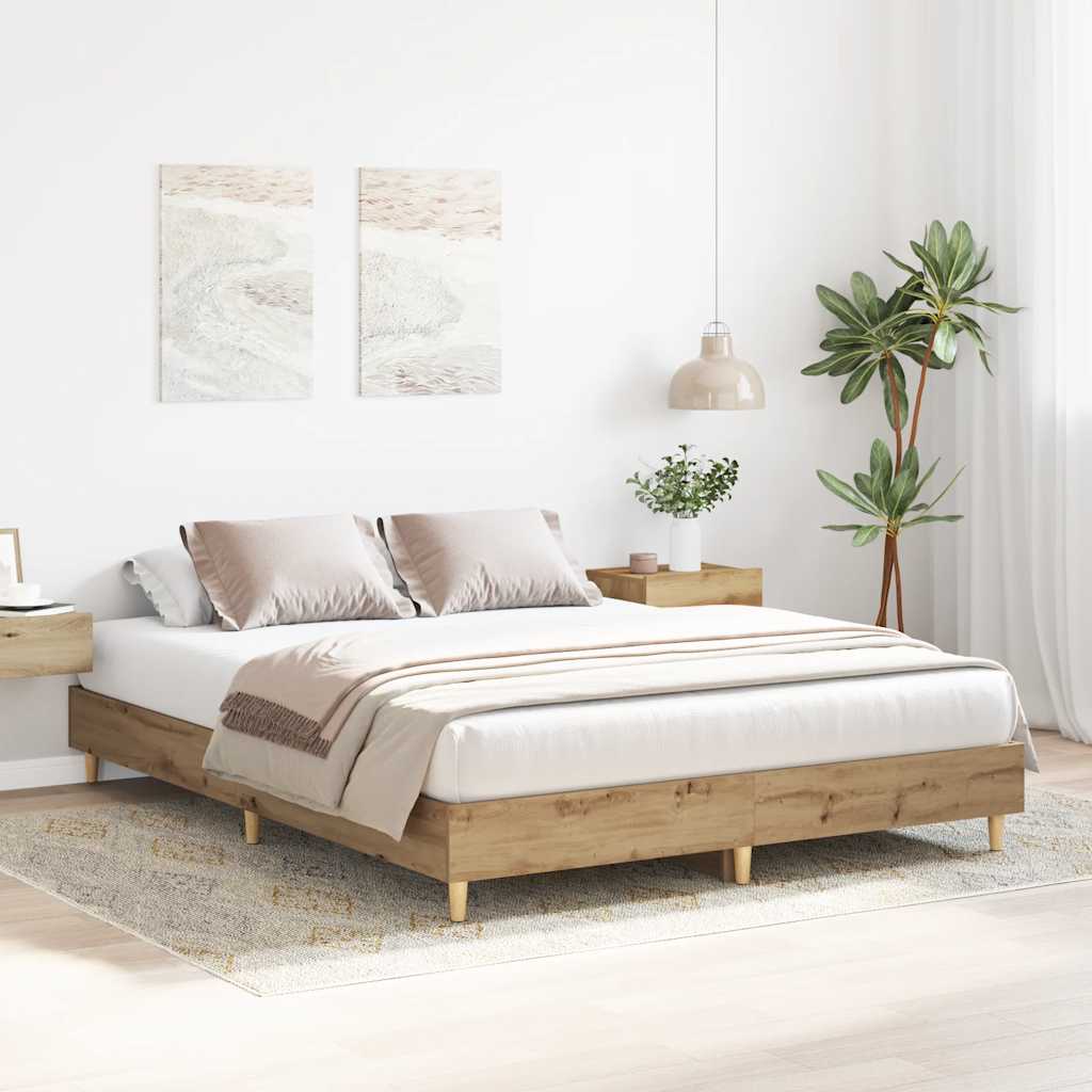 vidaXL Bed Frame | Artisan Oak | Engineered Wood, Solid Eucalyptus Wood | Single 3