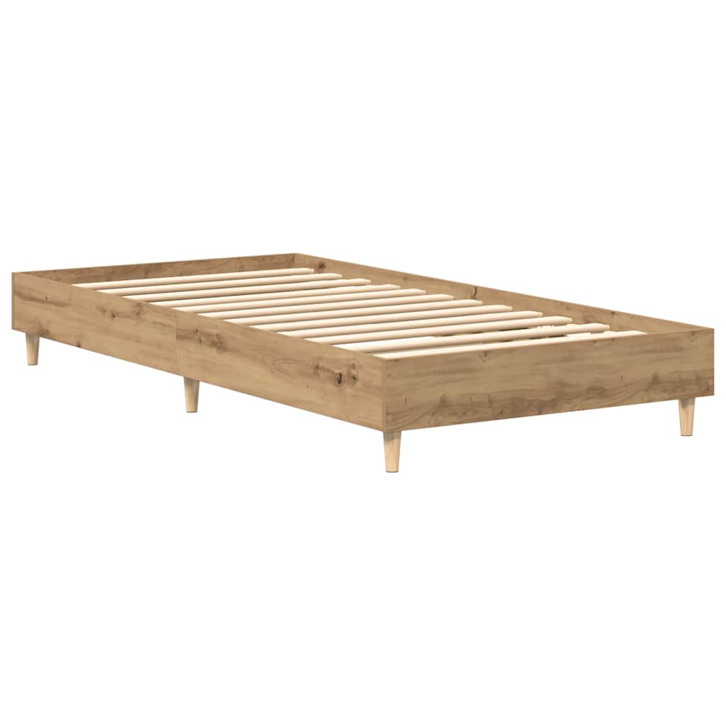 vidaXL Bed Frame | Artisan Oak | Engineered Wood, Solid Eucalyptus Wood | Single 4