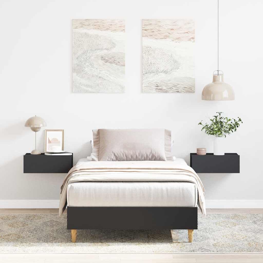 vidaXL Bed Frame No Mattress Engineered Wood Black