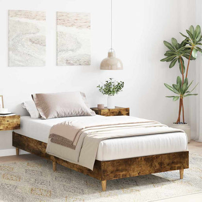 vidaXL Bed Frame No Mattress Smoked Oak 90x200 cm Engineered Wood 3