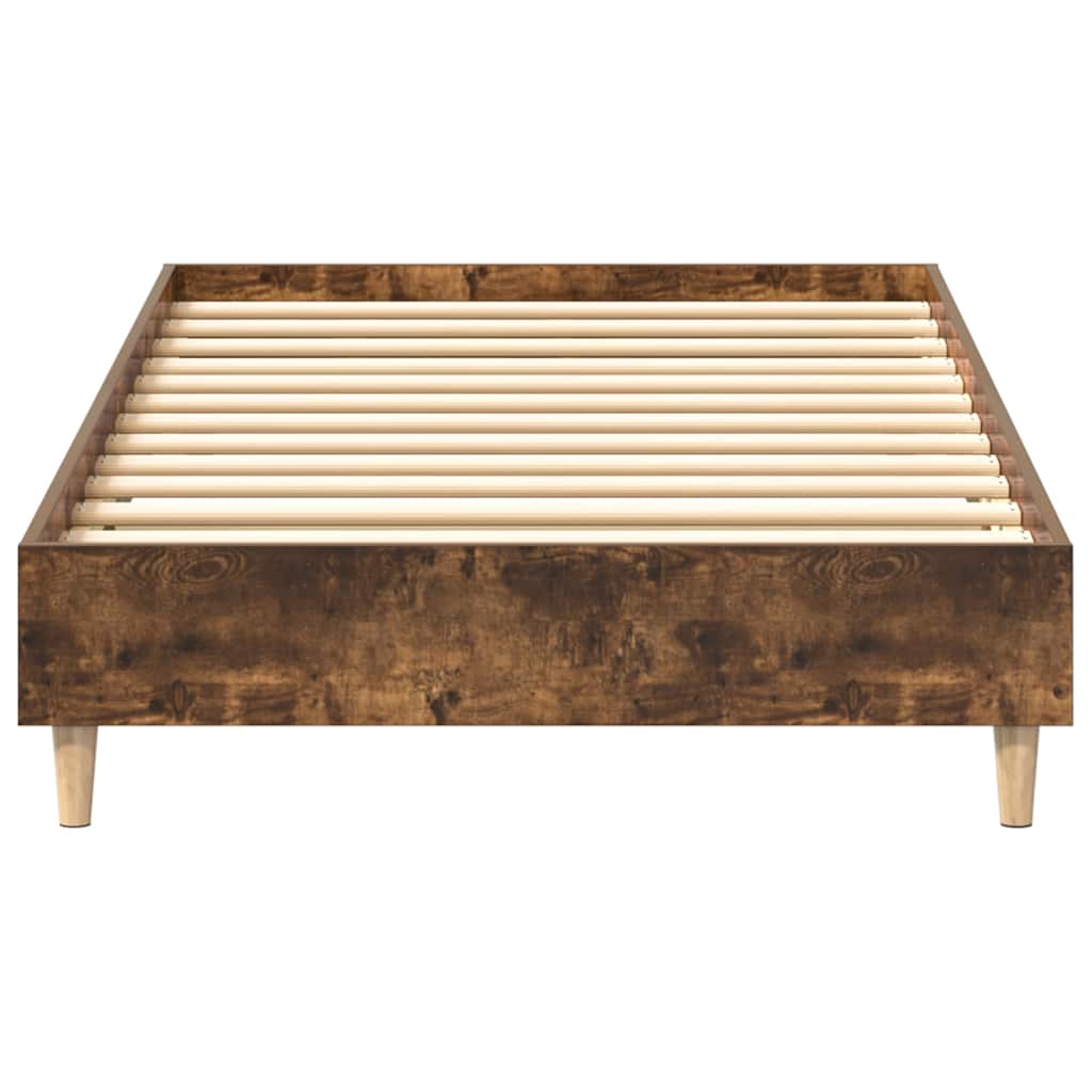 vidaXL Bed Frame No Mattress Smoked Oak 90x200 cm Engineered Wood 5