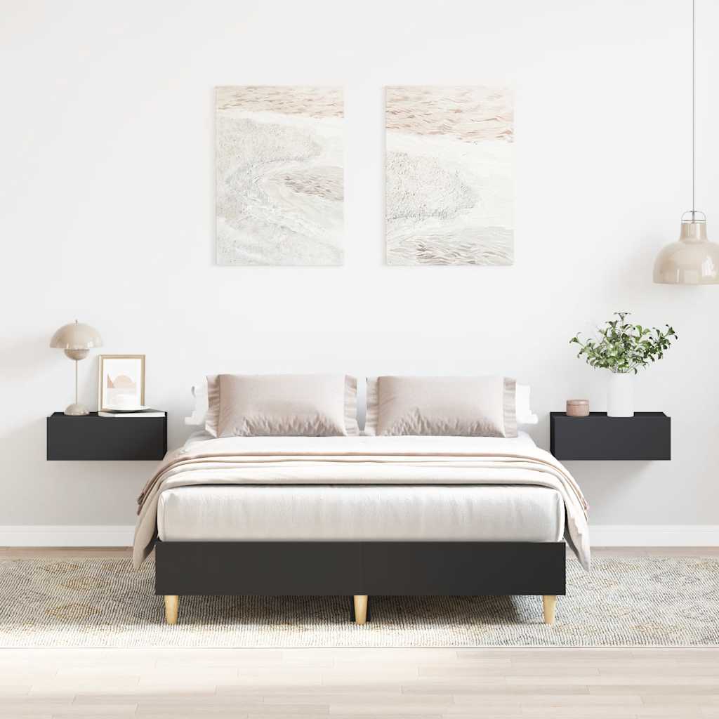 vidaXL Bed Frame No Mattress Engineered Wood Black