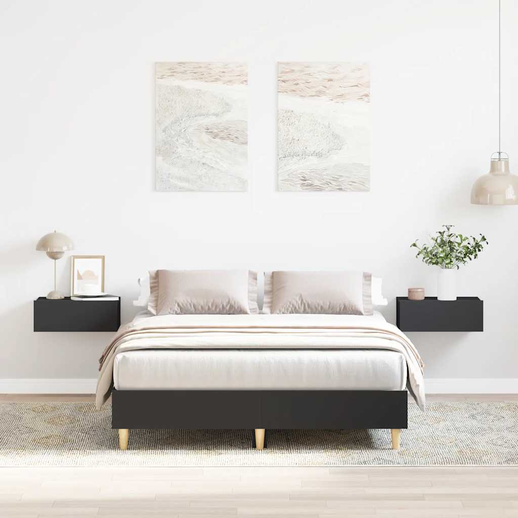 vidaXL Bed Frame No Mattress Engineered Wood Black