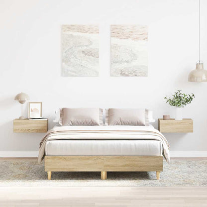 vidaXL Bed Frame No Mattress Engineered Wood Sonoma Oak