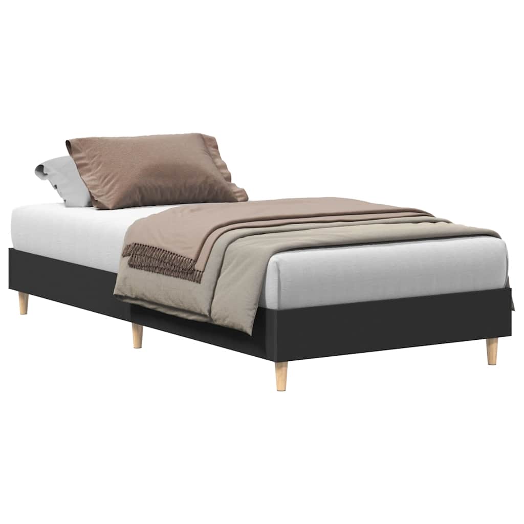 Bed Frame No Mattress Engineered Wood Black 90 x 190 cm
