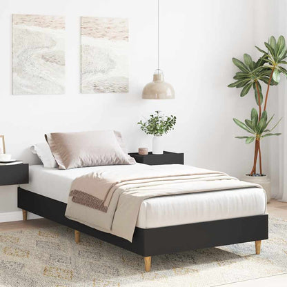 vidaXL Bed Frame No Mattress Black 75x190 cm Small Single Engineered Wood 3