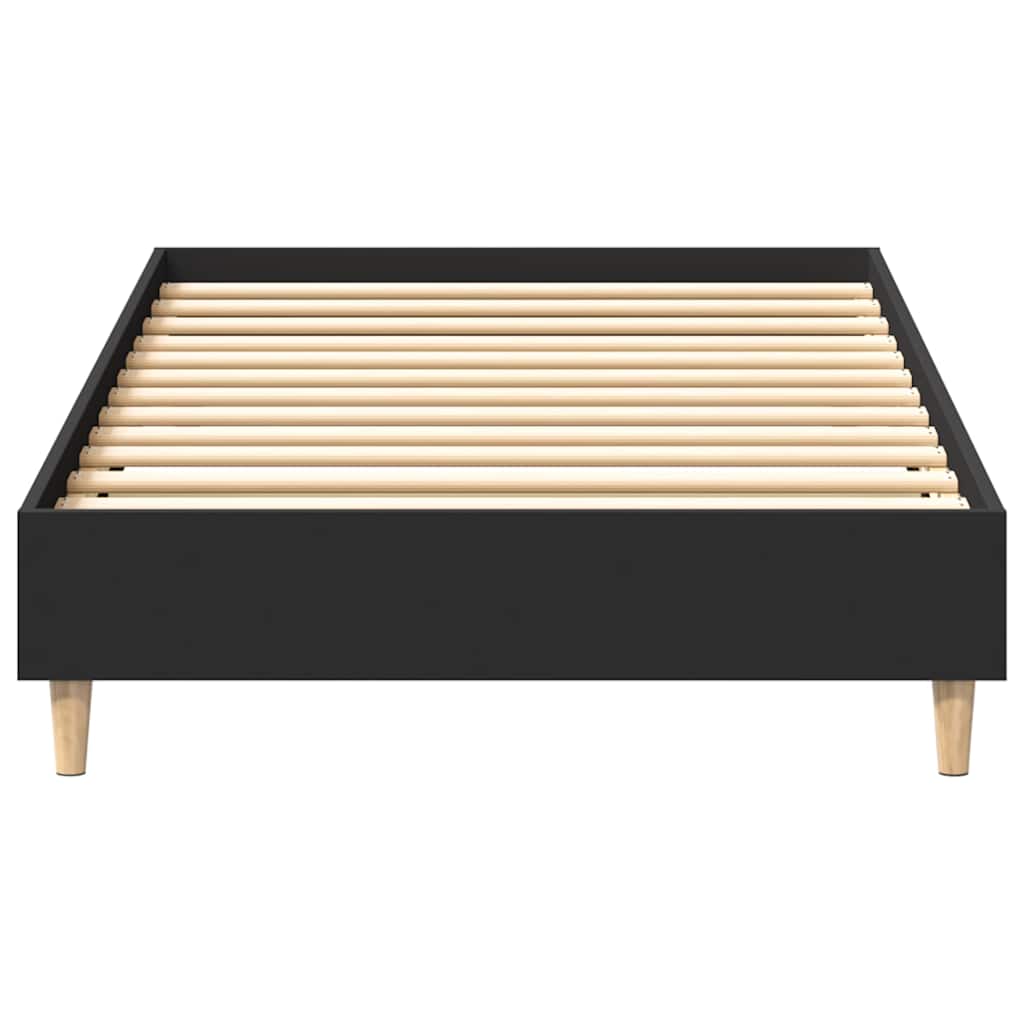vidaXL Bed Frame No Mattress Black 75x190 cm Small Single Engineered Wood 5