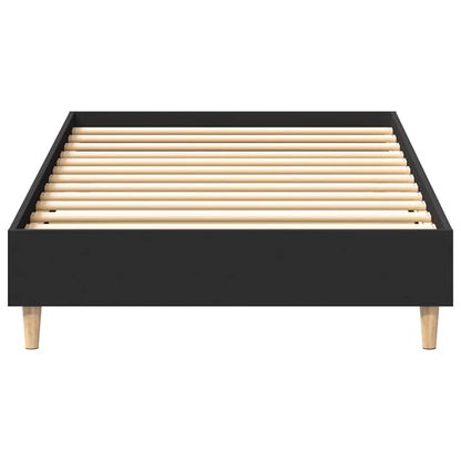 vidaXL Bed Frame No Mattress Black 75x190 cm Small Single Engineered Wood 5