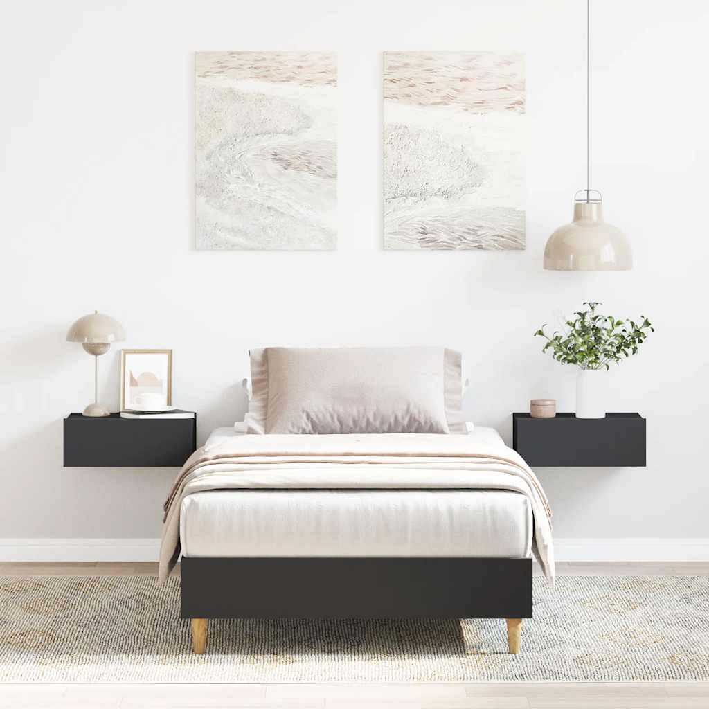 vidaXL Bed Frame No Mattress Black 75x190 cm Small Single Engineered Wood 1