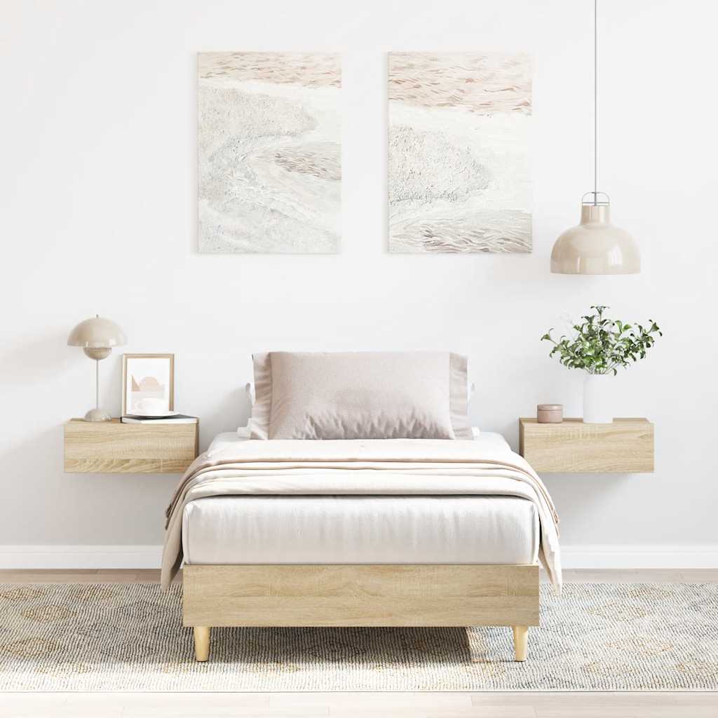 vidaXL Bed Frame No Mattress Sonoma Oak 75x190 cm Small Single Engineered Wood 1