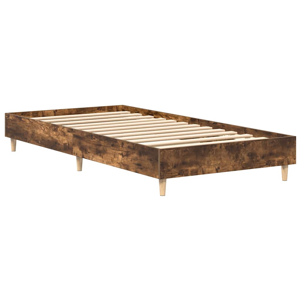 vidaXL Bed Frame No Mattress Smoked Oak 75x190 cm Small Single Engineered Wood 4